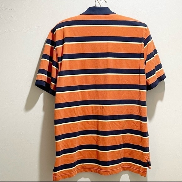 BROOKS BROTHERS Mens ORIGINAL FIT PERFORMANCE POLO SHIRT Blue Orange Stripe L - Picture 3 of 7